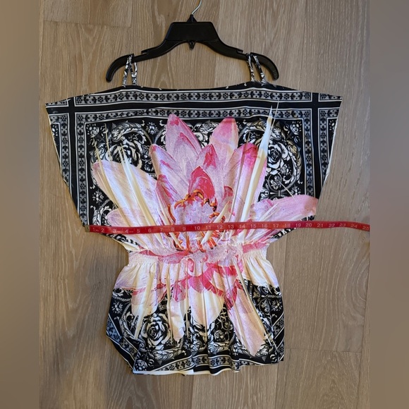 Floral Black and Pink Women's Top - Picture 4 of 4